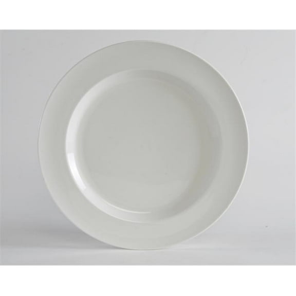 Tuxton China AMU-008 AlumaTux Modena 11.63 in. Rolled Edge Plate - Pearl White - 1 Dozen