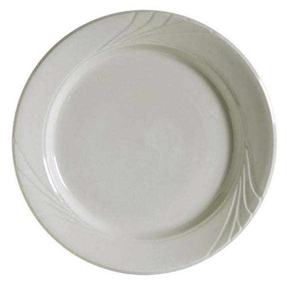 Tuxton China YEA-102 Monterey 10.25 in. Embossed Pattern China Plate - American White - 1 Dozen