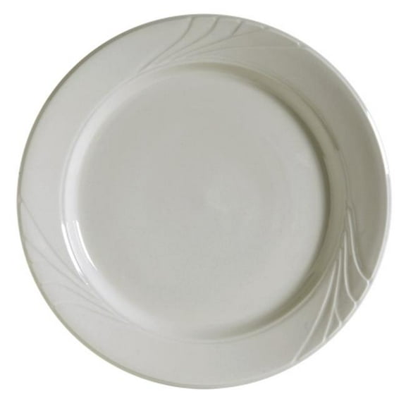 Tuxton China YEA-120 Monterey 12 in. Embossed Pattern Monterey China Plate - American White - 1 Dozen