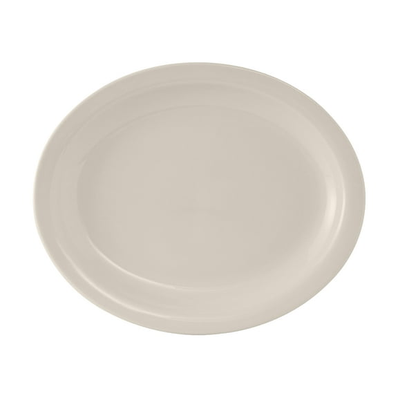 Tuxton China TNR-014 Platter, 13-1/4" x 10-1/2", oval, narrow rim, microwave & dishwasher safe, oven proof, fully vitrified, lead-free, ceramic, Nevada, American White/Eggshell, Pack of 12