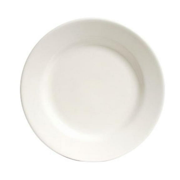 Tuxton China TRE-052 Reno 10 in. Wide Rim Rolled Edge Plate - American White - 1 Dozen