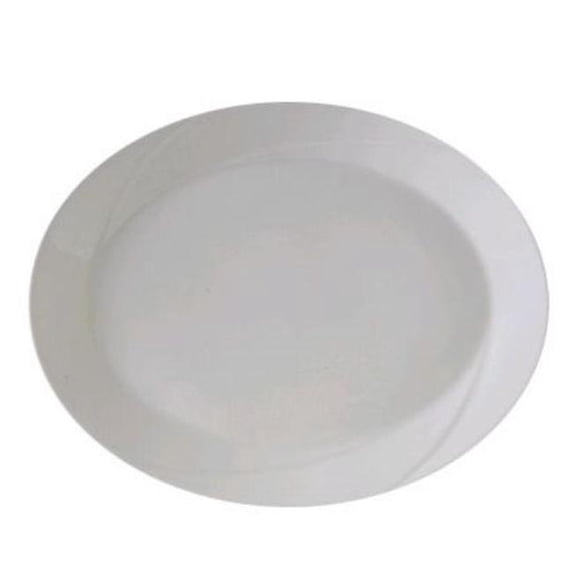 Tuxton China ASU-023 AlumaTux San Marino 13 in. Oval Plate - Pearl White - 1 Dozen