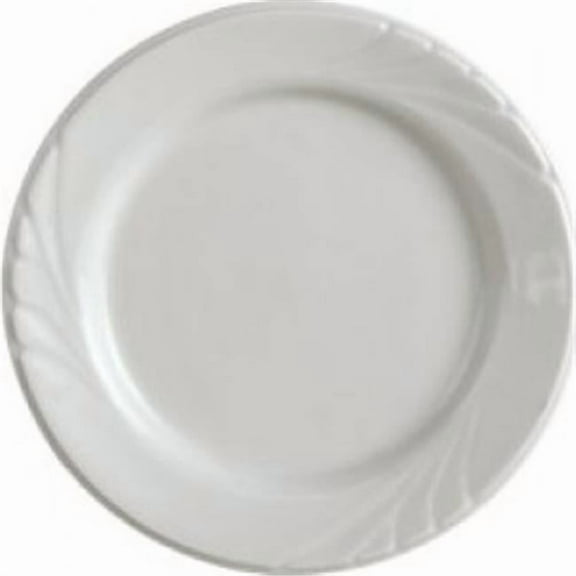 Tuxton China YPA-120 Sonoma 12 in. Embossed China Plate - Porcelain White - 1 Dozen