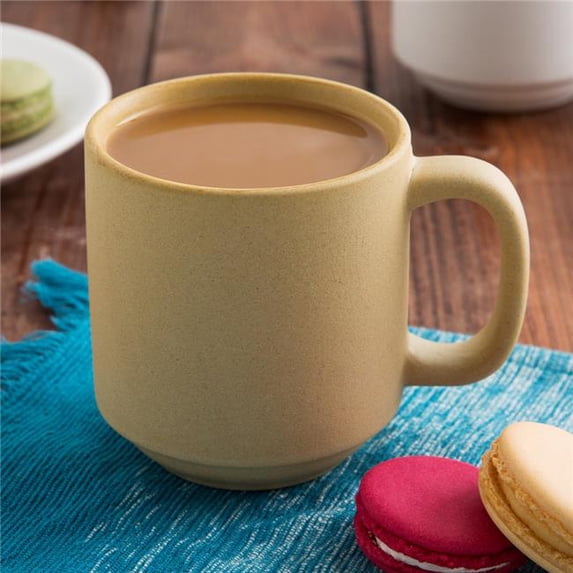 Tuxton VYM-110J 11 oz Matte Beige Stackable Yukon Mug