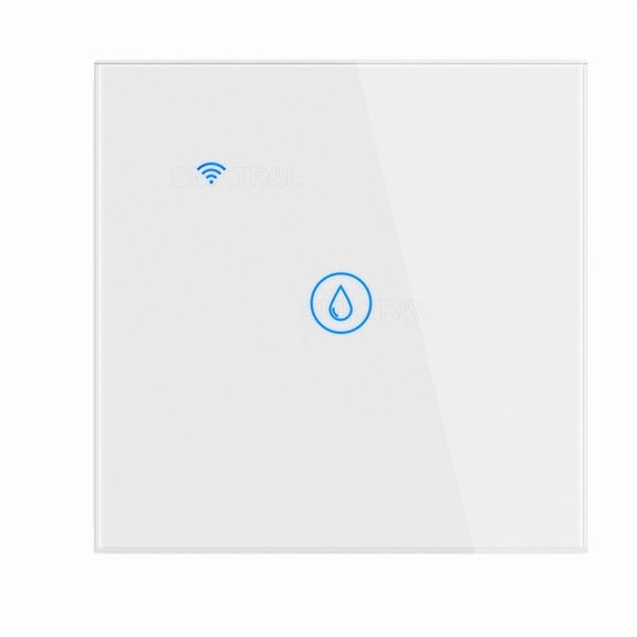 Tuya 40A WiFi Water Heater Switch for Home Use with Glass Panel, Smart Life App, Timer, Voice Control, Wall Mount, White