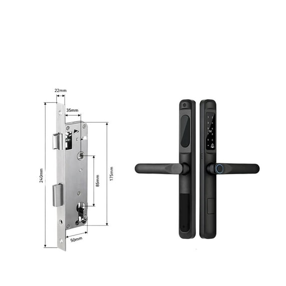 Tuya App Waterproof Smart Door Lock Aluminum Biometric Lock Fingerprint Door Handle Digital Keyless Lock For Glass Sliding ,Flexible Password Options