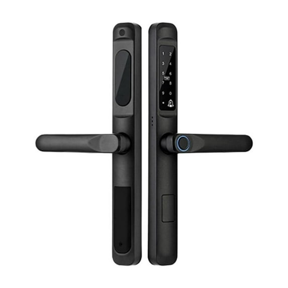 Tuya App Waterproof Smart Door Lock Aluminum Biometric Lock Fingerprint Door Handle Digital Keyless Lock For Glass Sliding ,Flexible Password Options