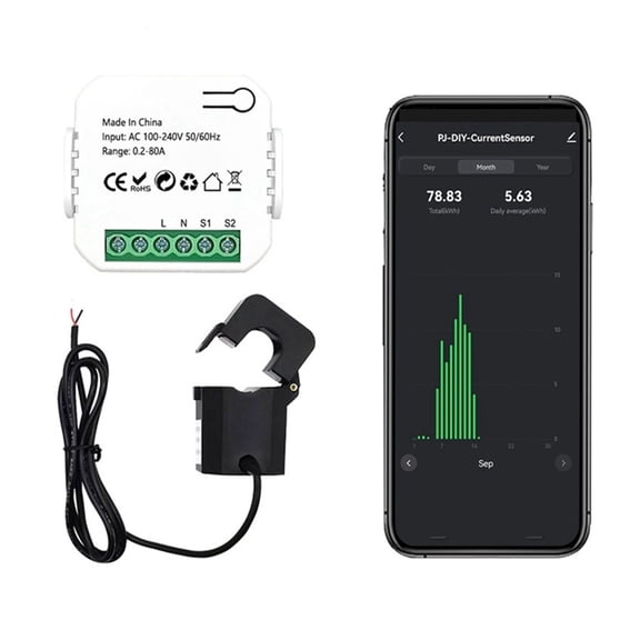 Tuya Energy Meter 80A With Current Transformer Clamp Kwh Power Monitor Electricity Statistics 50/60Hz ,Easy to Install