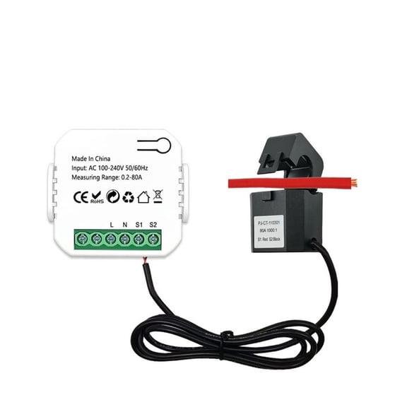 Tuya Energy Meter 80A with Clamp CT App KWh Power Consumption Monitor Electricity Statistics 50/60Hz ,Easy to Install