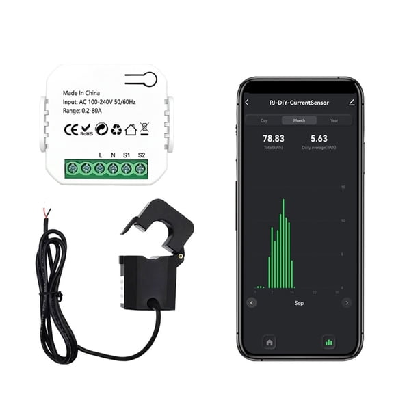 Tuya Energy Meter 80A with Current Transformer Clamp KWh Power Monitor Electricity Statistics 50/60Hz ,Easy to Install