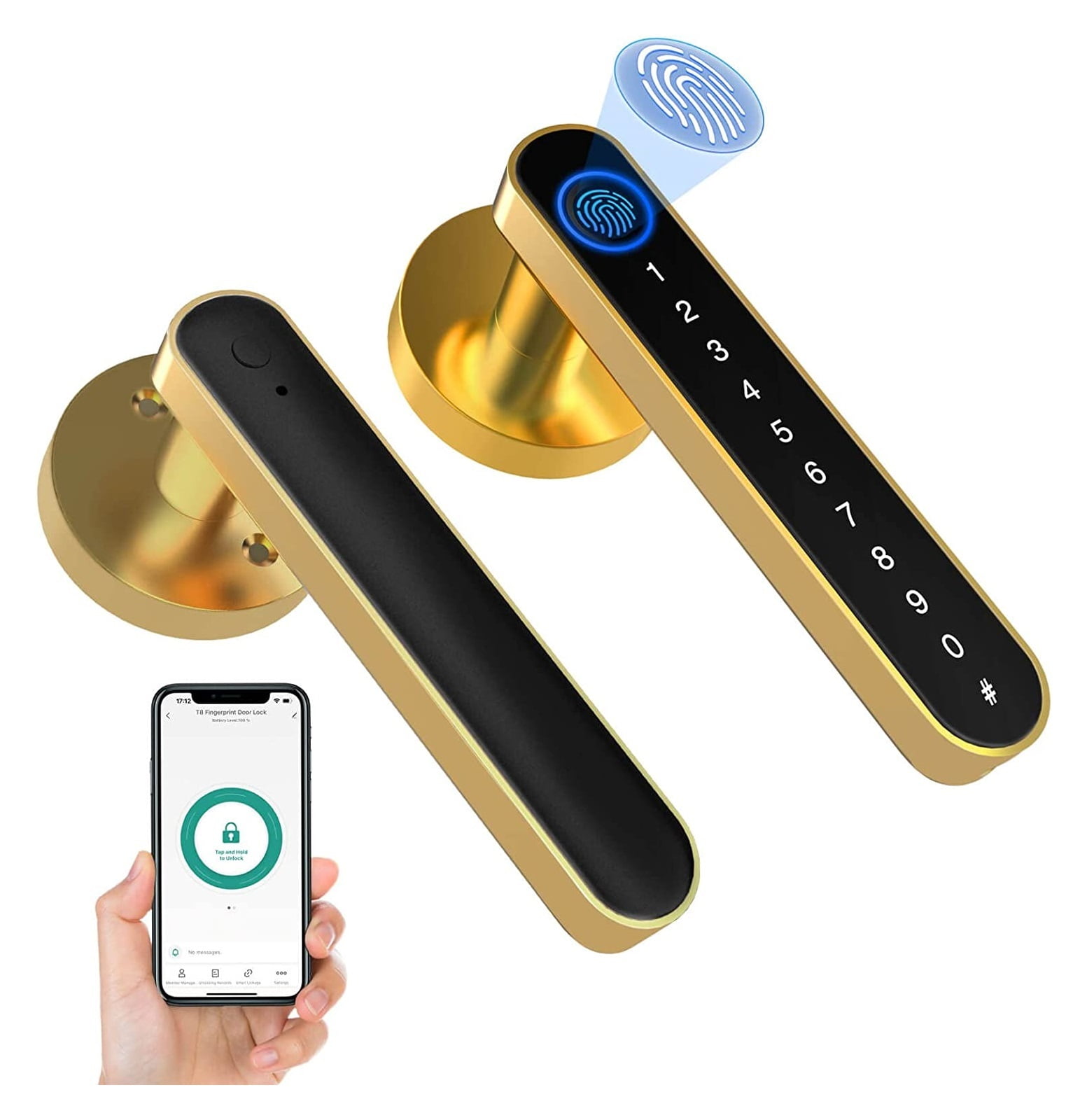 Tuya Fingerprint door lock for Bedroom Apartment Smart Smart Door Lock Password Electronic Digital Lock Keyless Entry Door Knobs ,Easy Installation