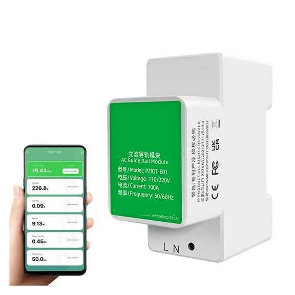 Tuya Single Phase Energy Meter 6 In 1 AC Electric Din Rail Smart Kwh Power Consumption Meters Wattmeter Voltmeter Ammeter ,Easy to Install