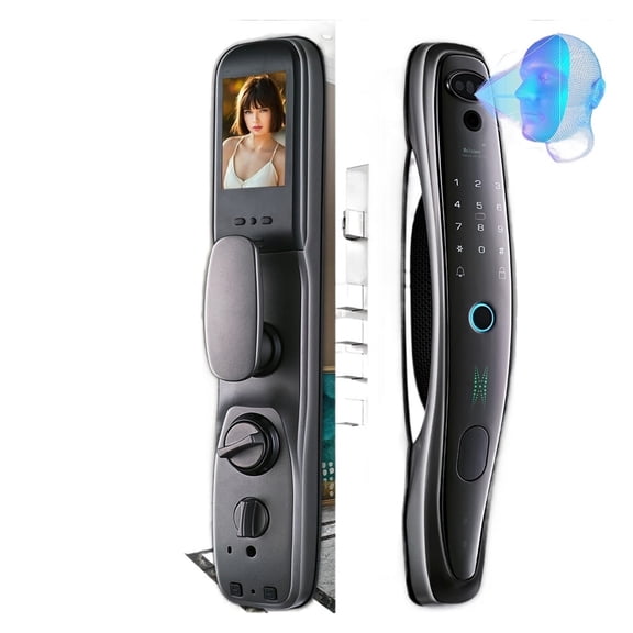 Tuya Smart 3D Face Door Lock Security Face & Camera Monitor Intelligent Fingerprint Password Biometric Electronic Key Unlock ,More Secure