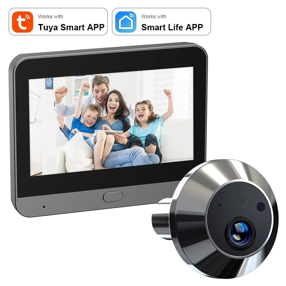 Tuya Smart 3MP Mini Digital Peephole Camera 140 ° Wide View, PIR