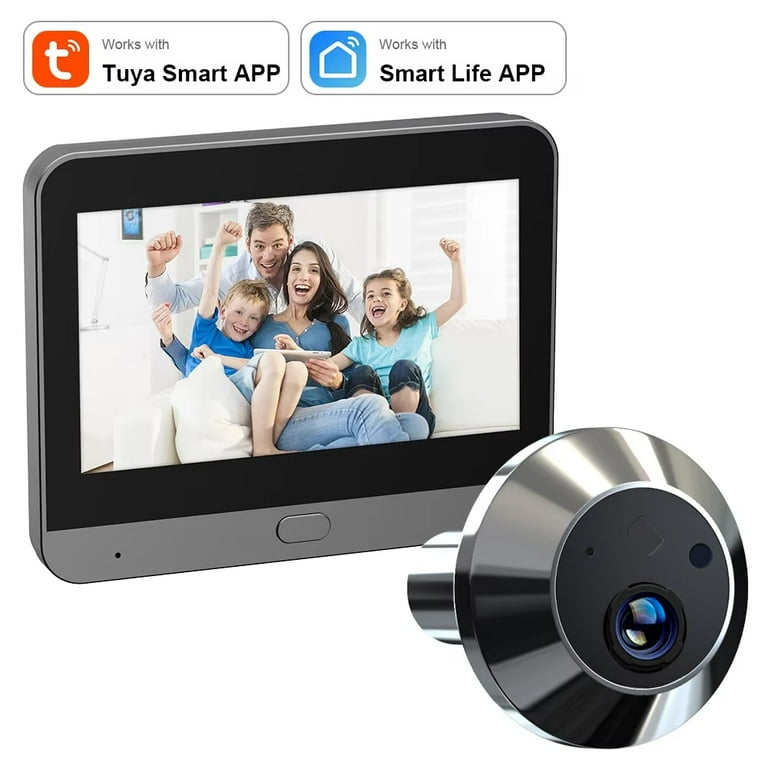Tuya Smart 3MP Mini Digital Peephole Camera 140 ° Wide View, PIR