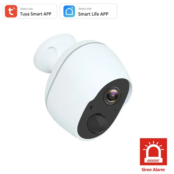 Smart 6000mAh Rechargeable Battery Wireless WiFi Buzzer Siren 135° Wide Angle IP66 Infrared Camera