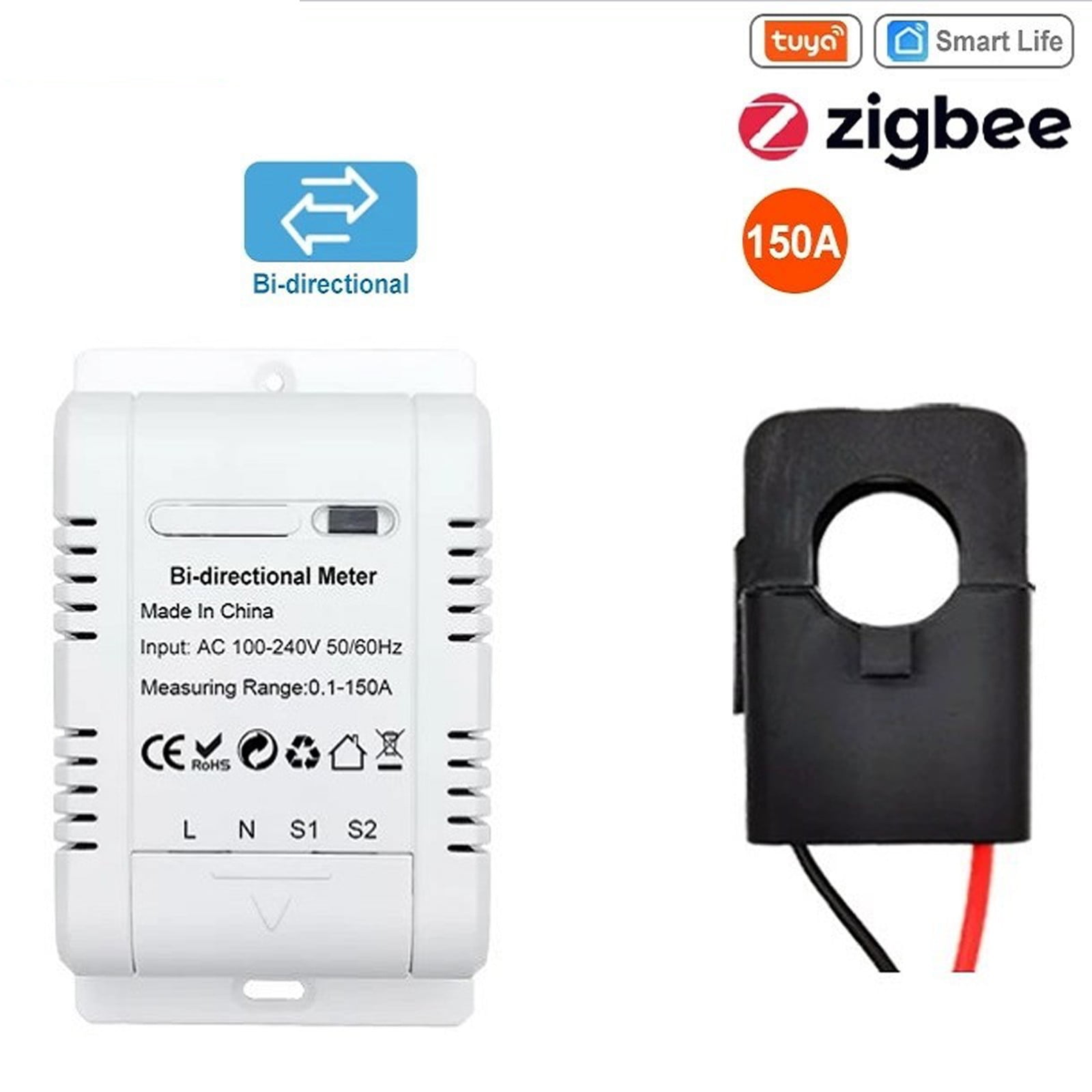 Tuya Smart Bi Directional Zigbee Energy Meter 150A Clamp