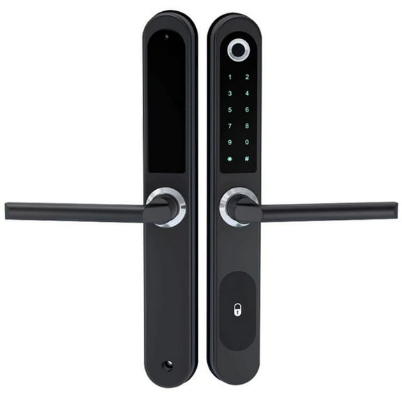 Tuya Smart Door Lock Fingerprint Biometric Waterproof Digital Electronic Lock APP IC Card Password Aluminum Alloy Lock A,1 x Electronic Lock,Black