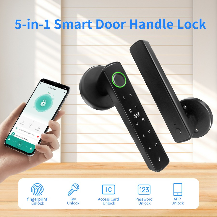 View of Tuya Smart Fingerprint Door Lock - 5-in-1 Heavy-Duty & Enabled Deadbolt ...