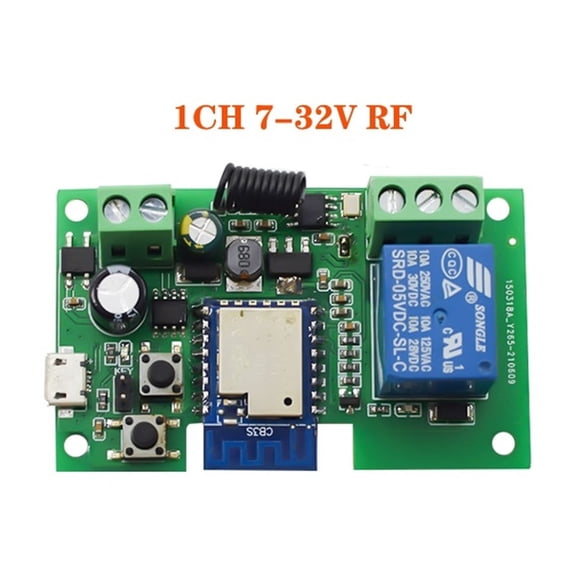 Tuya Smart Garage Gate Electric Door Access Motor Switch, USB 5V DC 12V 24V 32V, 1 Channel Pulse Relay Module, RF433 Remote