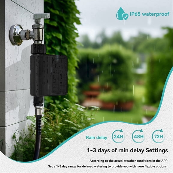 Tuya Smart Home WiFi Timed Irrigation Water Valve IP65 Waterproof with Brass Inlet Solar Powered Irrigator US Interface
