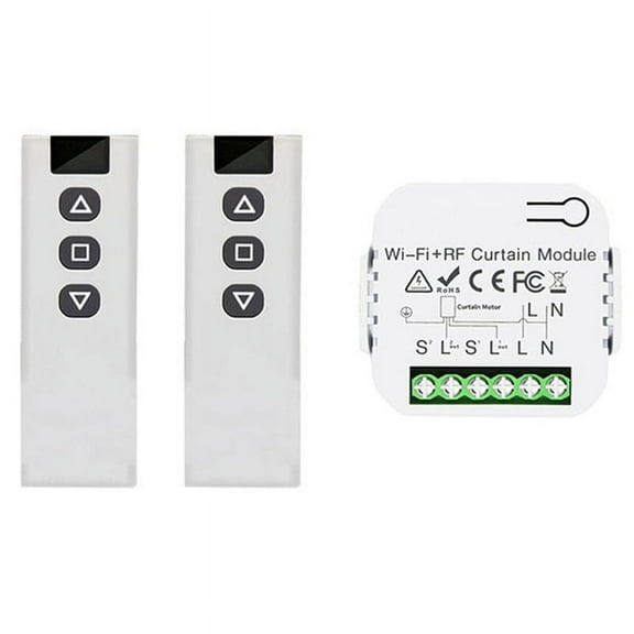 Tuya Smart Life WiFi 433Mhz Blind Curtain Switch with Remote for Electric Roller Shutter Control, 2RC 1RE
