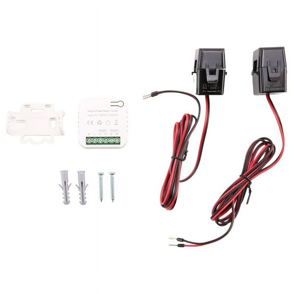 Tuya Smart Life WiFi Energy Meter 80A with CT Clamp KWh Power Consumption Monitor Electricity Statistics, 2 CT,1 x WiFi Energy Meter,White