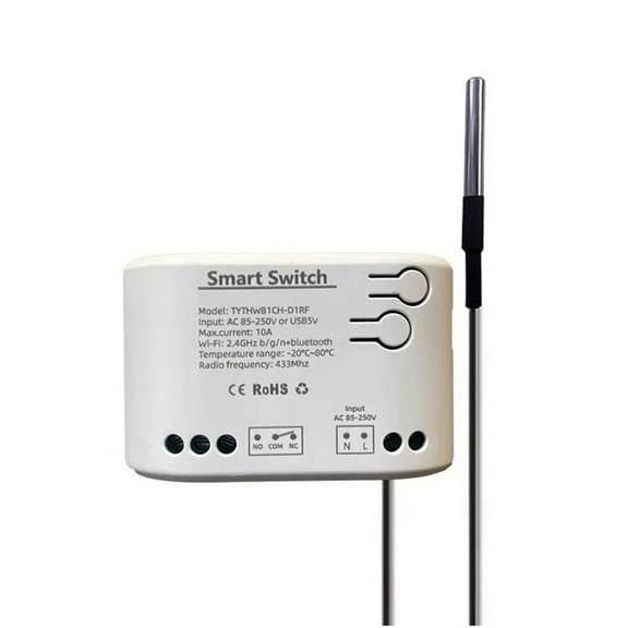 Tuya Smart Life WiFi Switch Relay Temperature Monitoring Thermostat Sensor Passive Dry Contact Relay AC 85-250V