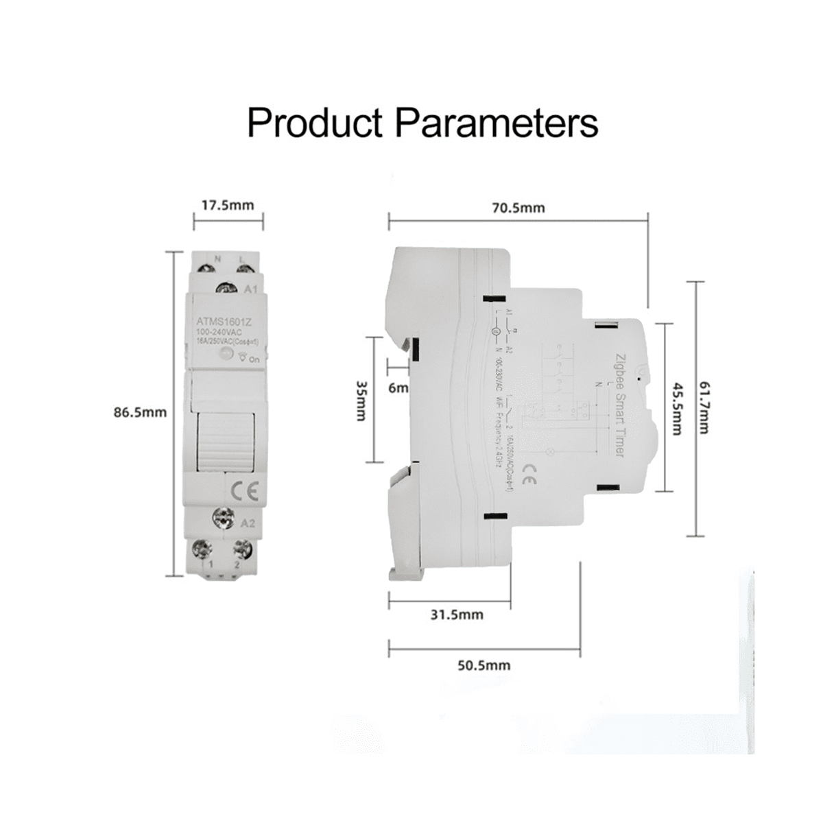 Tuya Smart Life ZigBee Circuit Breaker Din Rail 1P Single Pole Dry