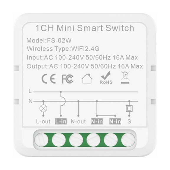 Tuya Smart Life app Dry Contact WiFi Relay Switch Module,1 Channel DC 12/24V AC 100-240V,Compatible with Alexa Google Home