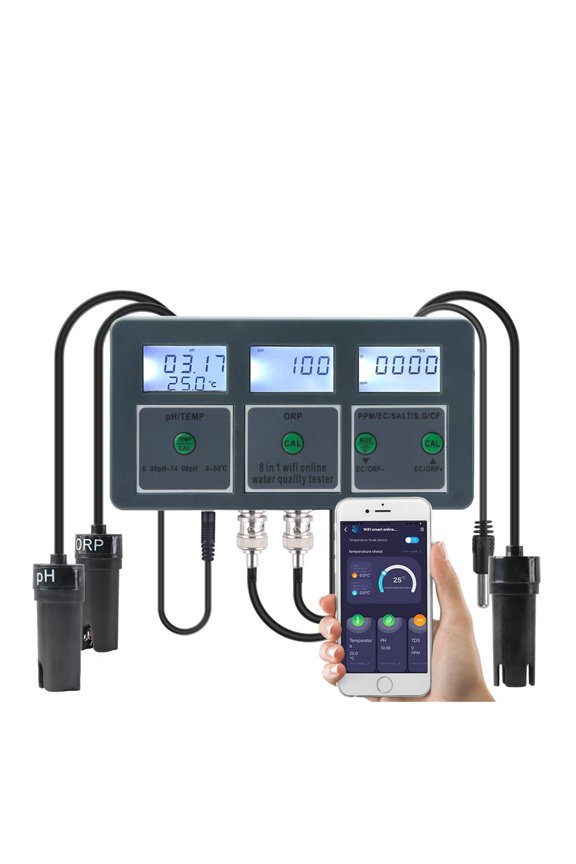 Tuya Smart PH ORP TDS EC SALT S. G TEMP CF Monitor Meter Online Aquarium Water Quality Tester Data Logger Controller ,Multifunctional