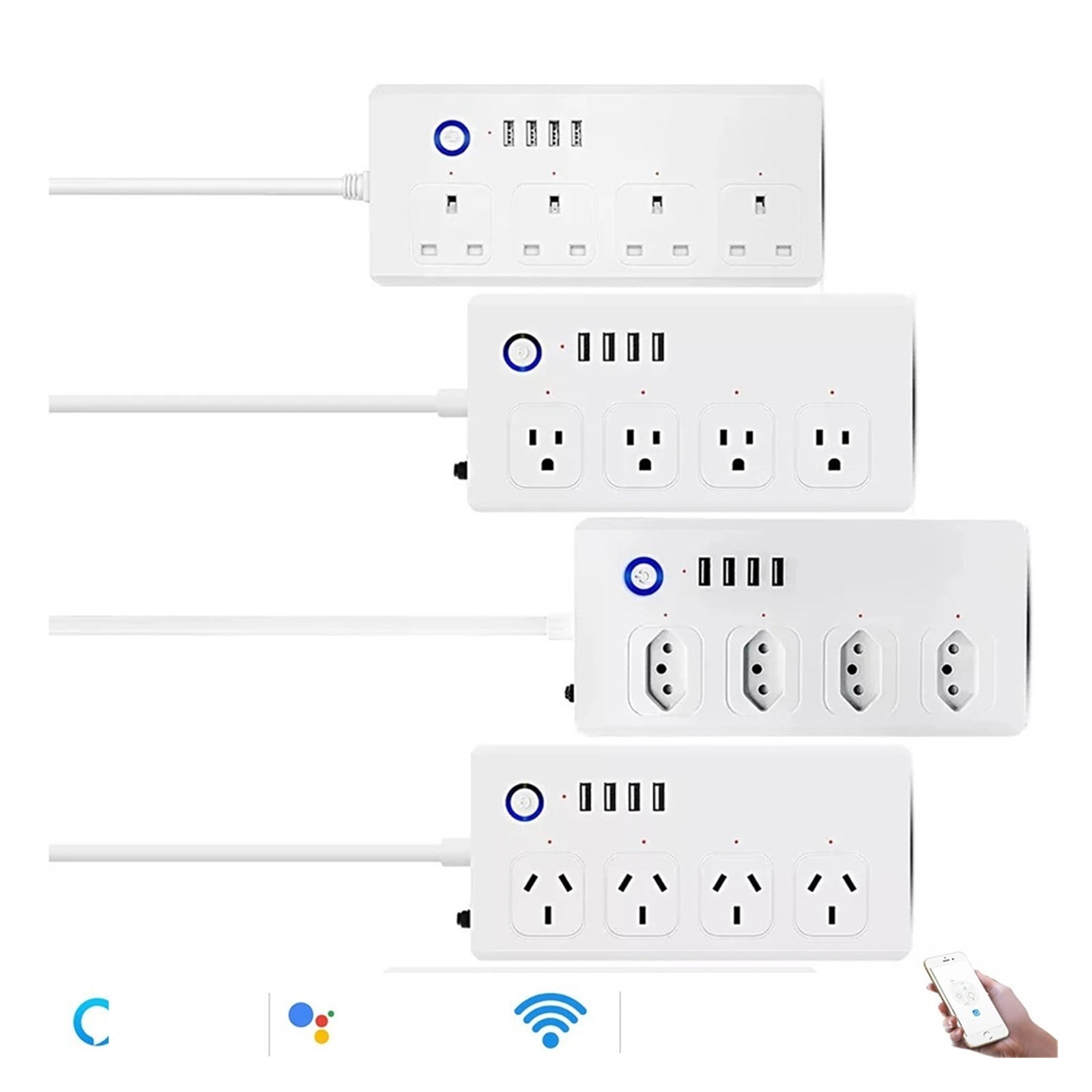 Multiprise Intelligente Hyleton WiFi - 3 Prises + 4 Ports USB - Compatible Alexa Et Google Home - Quasi-neuf