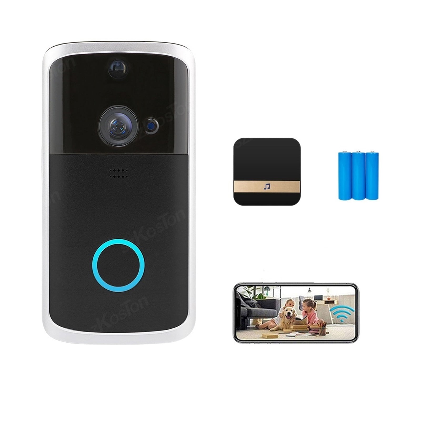 Aosu Doorbell Camera Video Doorbell Camera Wireless - Aosu 5MP UHD, No Monthly Fee, Triple Security Cameras Wireless Outdoor