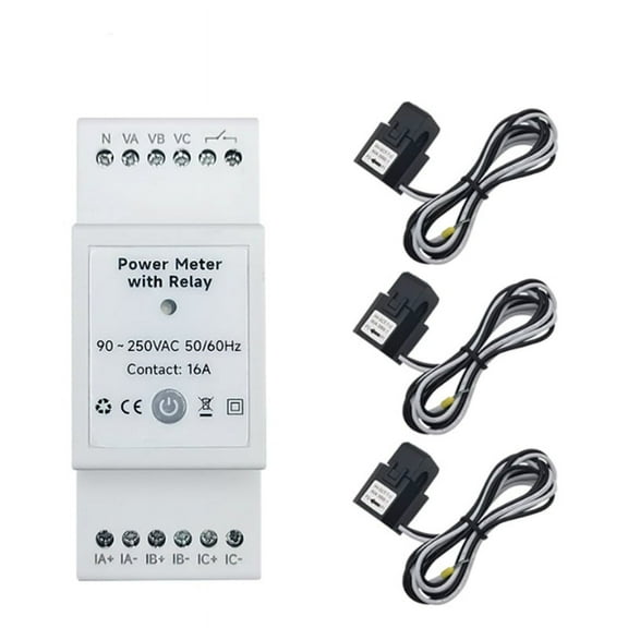 Tuya Smart WiFi 3 Phase  Monitor with 80A Clamp CT Bidirectionl App Monitor Power Consumed&Electricity Statistics