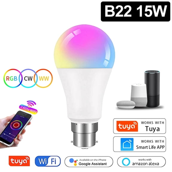 Tuya Smart WiFi Bulb Alexa Lamp Alice Voice Control E14 5W 7W 9W E27 18W 12W 15W B22 LED Bulb Smart Life For Home Lighting