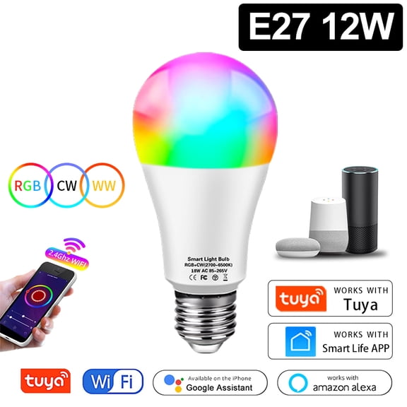 Tuya Smart WiFi Bulb Alexa Lamp Alice Voice Control E14 5W 7W 9W E27 18W 12W 15W B22 LED Bulb Smart Life For Home Lighting