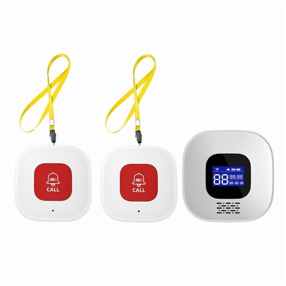 Tuya Smart WiFi Elderly Caregiver Pager SOS Call Button Emergency SOS Alert System for Seniors Patients Elderly Home,1 x Digital Display Pager 2 x Call Button