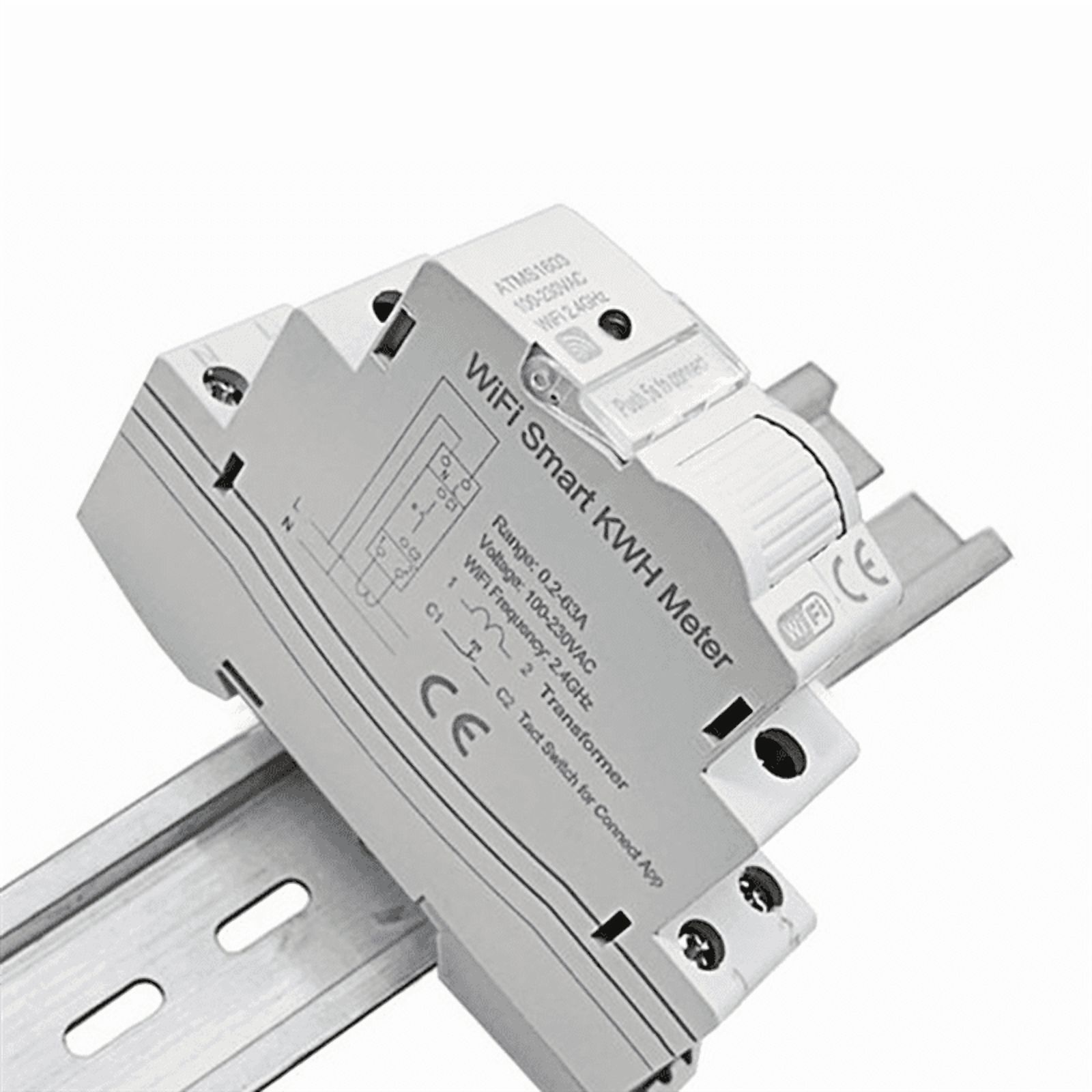 Tuya Smart WiFi Electricity KWH Meter Din Rail Single Phase AC 110V 230V CT AC Meter App Real Time Monitor(63A),1 x Electricity KWH Meter(63A WIFI),White