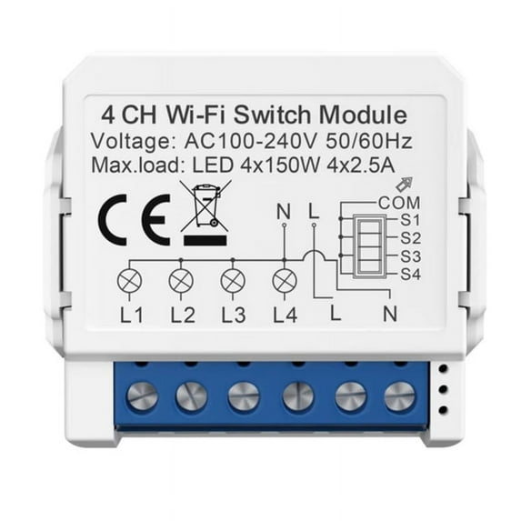 Tuya Smart WiFi Light Switch 4 Way Control Mini Breaker Controlled By Yandex Alexa Google Home