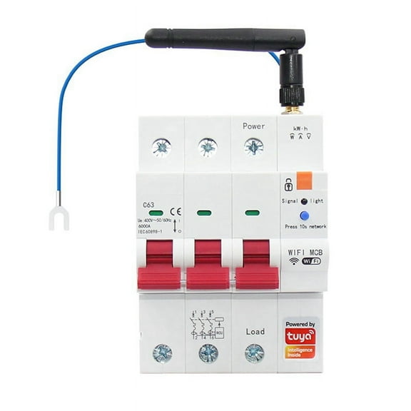 Tuya Smart WiFi RS485 3P+N MCB Breaker Prepaid Meter Switch Voltage Current Protector Voice Control 63A Adjustable