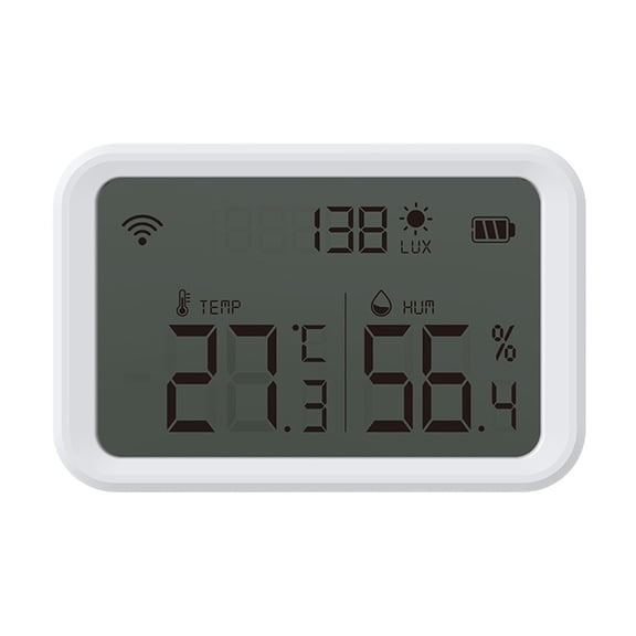 Tuya Smart WiFi Temperature Humidity Sensor Light Detector Hygrometer Thermometer LCD Display Temperature Remote Controller Mobile Phone APP ,Easy to Operate