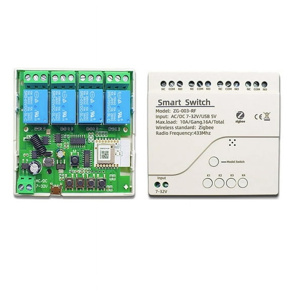 Tuya Smart Zigbee AC/DC7-32V Switch 4 Channel with Ding Rail Housing Work with Home Assistant