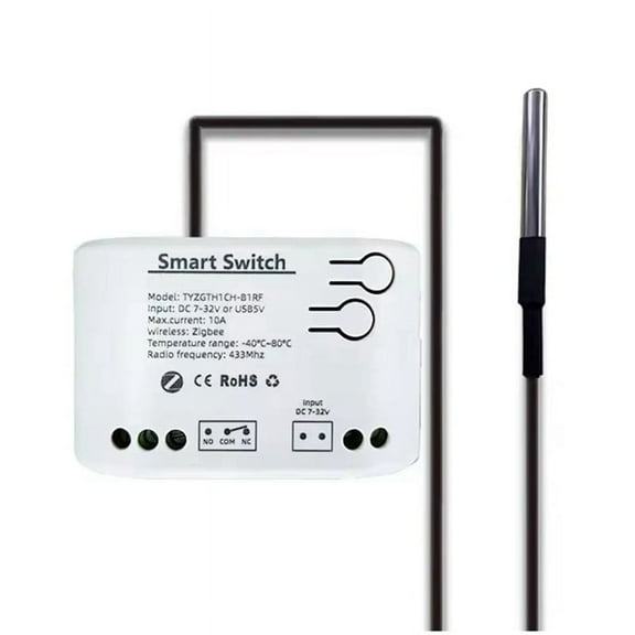 Tuya Smart Zigbee Switch with Temperature Sensor Passive Dry Contact Relay Work Home Assistant DC 7-32V