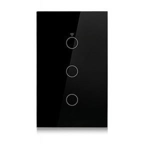 Tuya US Plug WiFi Smart Wall Switch 3 Gang No Neutral Wire Touch Sensor LED Light Switches Smart Home Black