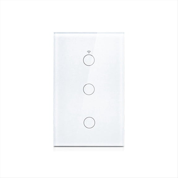 Tuya US Plug WiFi Smart Wall Switch 3 Gang No Neutral Wire Touch Sensor LED Light Switches Smart Home White,1 x smart switch,White
