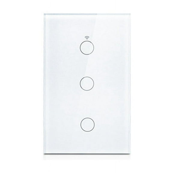 Tuya US Plug WiFi Smart Wall Switch 3 Gang No Neutral Wire Touch Sensor LED Light Switches Smart Home   White