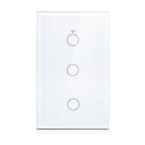 Tuya US Plug WiFi Smart Wall Switch 3 Gang No Neutral Wire Touch Sensor LED Light Switches Smart Home White