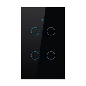 Tuya US Plug WiFi Smart Wall Switch 4 Gang No Neutral Wire Touch Sensor LED Light Switches Smart Home Black