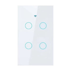 Tuya US Plug WiFi Smart Wall Switch 4 Gang No Neutral Wire Touch Sensor LED Light Switches Smart Home White