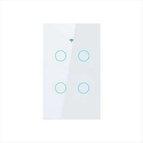 Tuya US Plug WiFi Smart Wall Switch 4 Gang No Neutral Wire Touch Sensor LED Light Switches Smart Home White,1 x smart switch,White